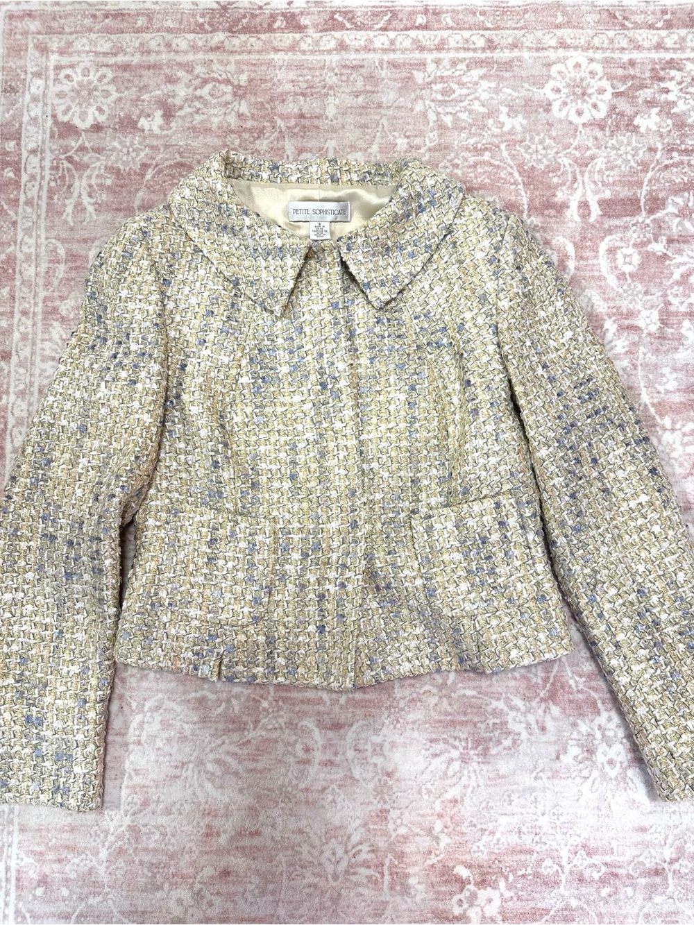 Vintage ✨ Tweed Pastel Metallic Cropped Jacket